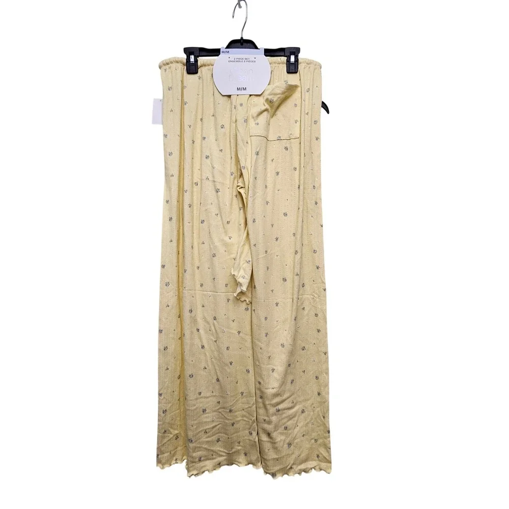 Urban Dream 2 Piece Set Womens M Yellow Floral Cami Pants Loungewear Coquette
